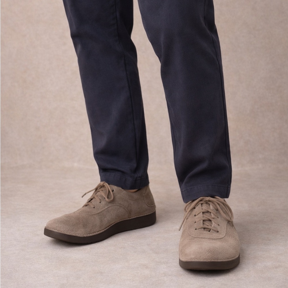 FitFlop MENS Flex Suede Lace Up Casual Sneakers Beige Size 11